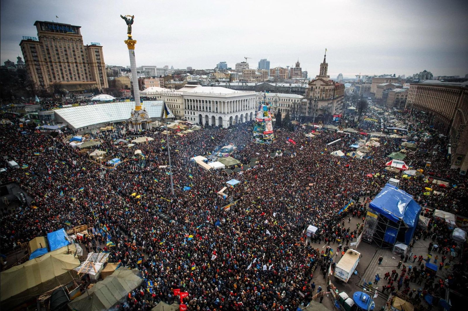 Protesters gathered during a political demonstration